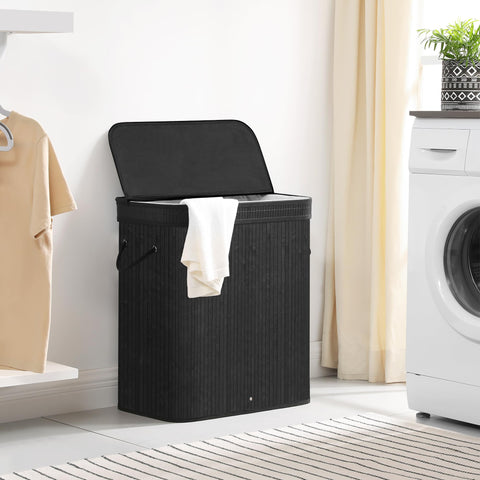 SONGMICS hamper with lid open demonstrating easy one‑hand access