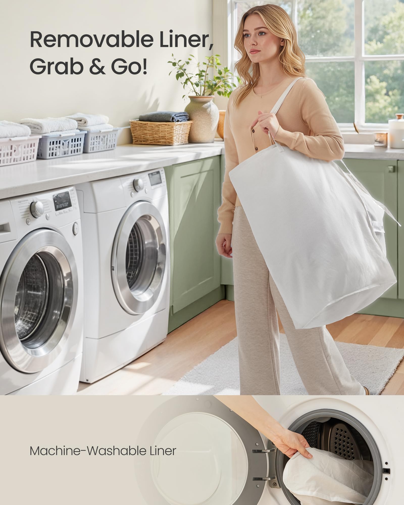 SONGMICS laundry hamper placed in bathroom illustrating stylish organization