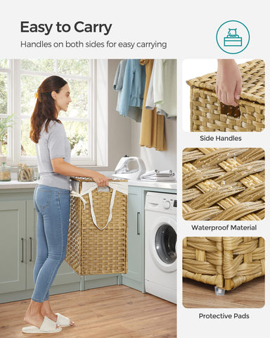 SONGMICS laundry hamper in bathroom setting keeping space organized