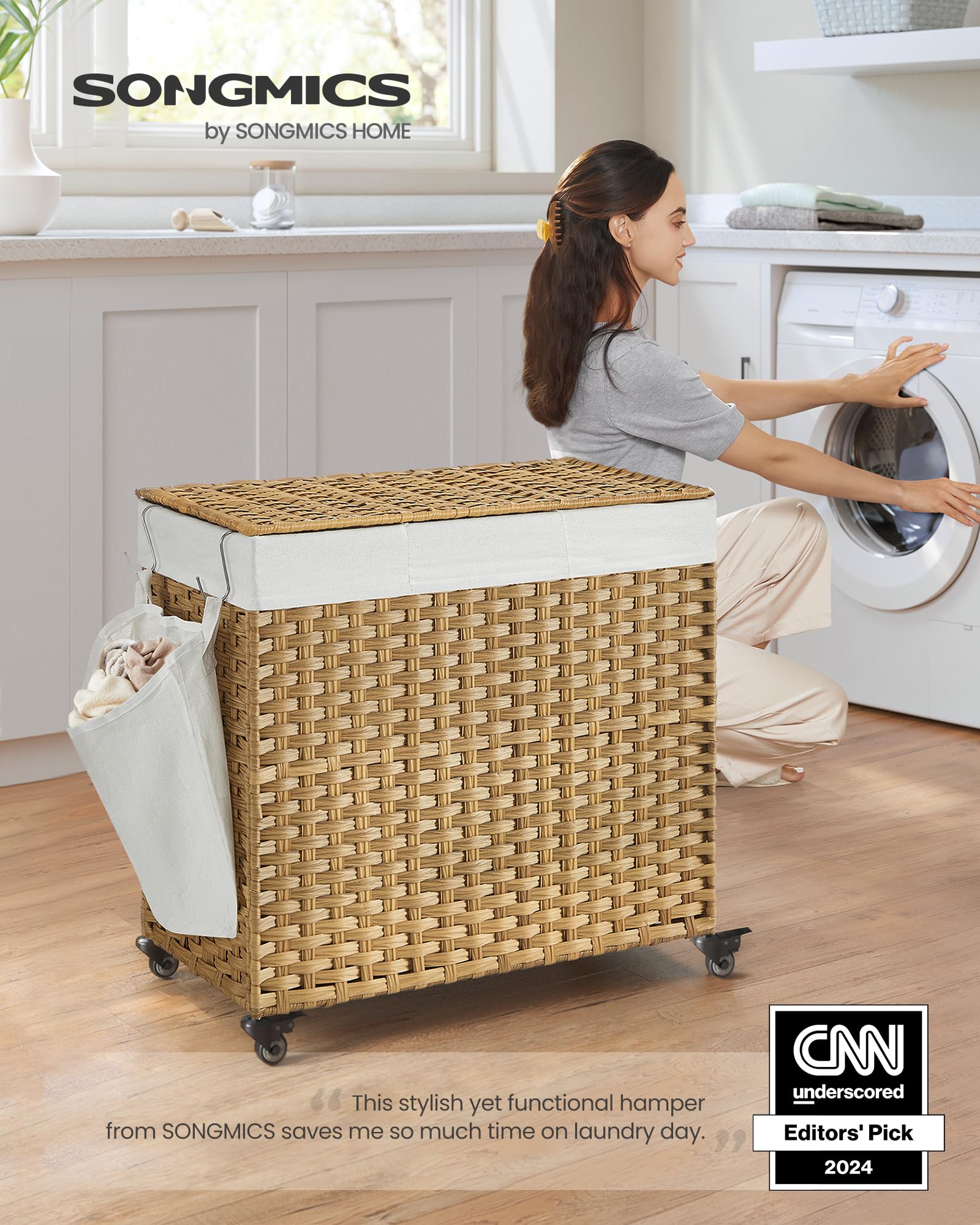 SONGMICS open lid revealing full-height compartments for neat concealment