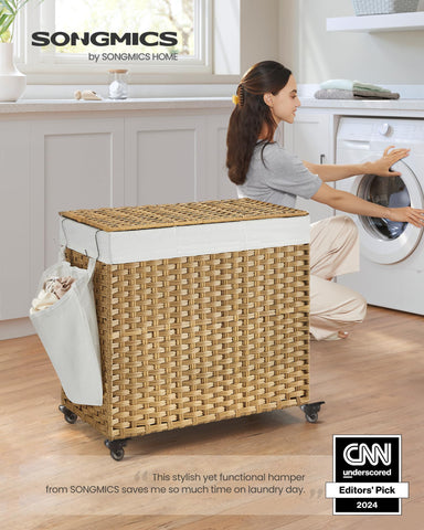 SONGMICS open lid revealing full-height compartments for neat concealment