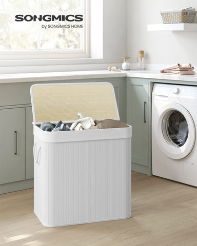 SONGMICS open lid demonstrating one-hand access and odor control benefit