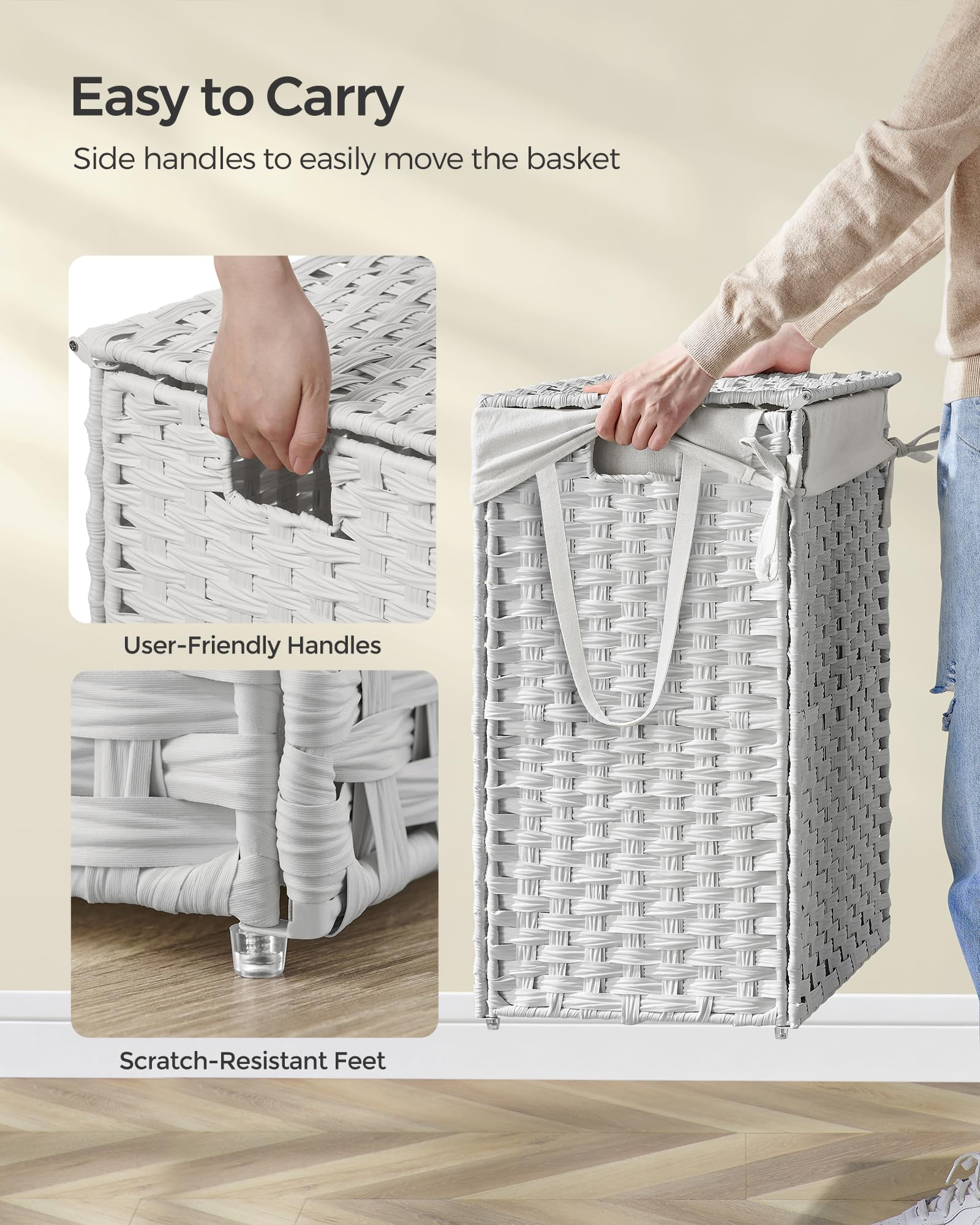 SONGMICS synthetic rattan close-up showing waterproof breathable texture