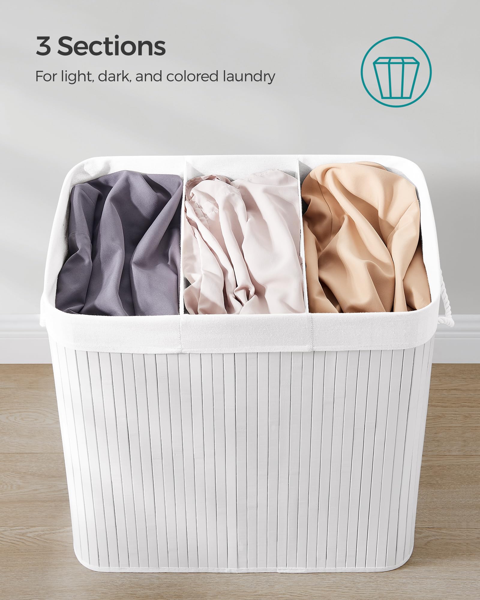 SONGMICS removable liners displayed to show washable convenience benefit