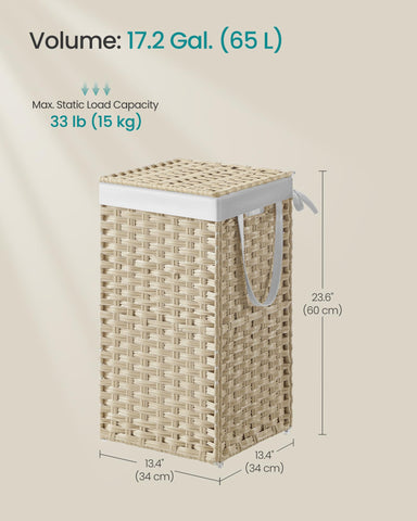 SONGMICS hamper next to chair to show size and room-friendly scale