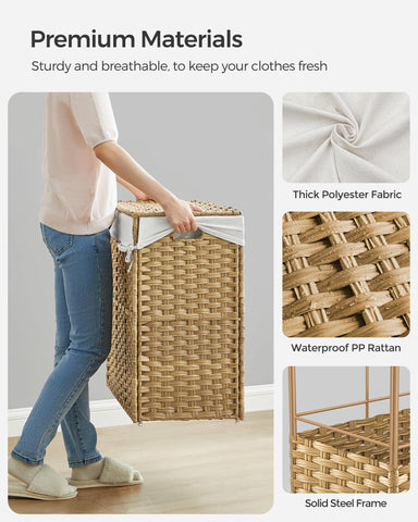 SONGMICS beside standard laundry basket to show scale and 140 L capacity