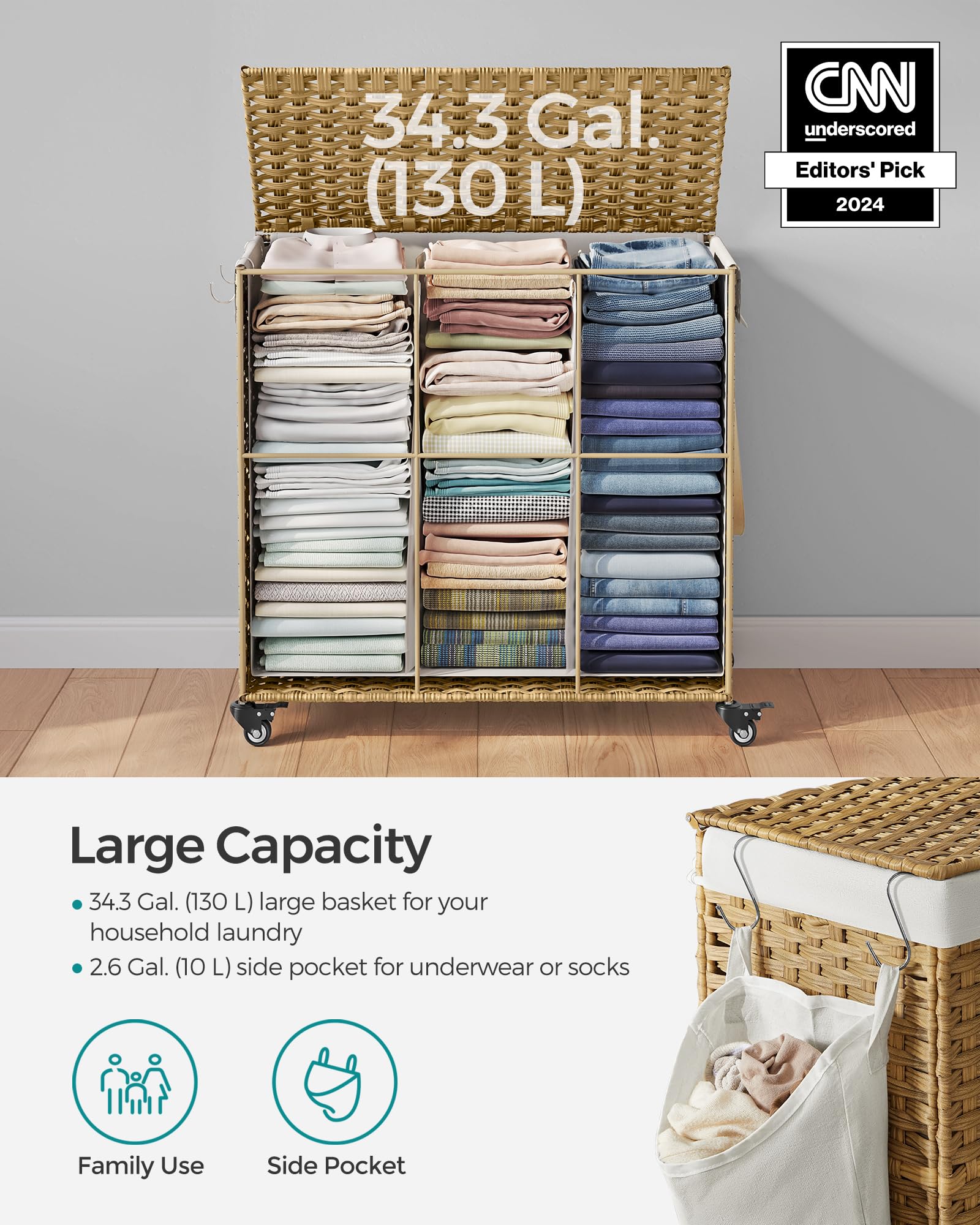 SONGMICS side pocket holding small items for quick-access organization