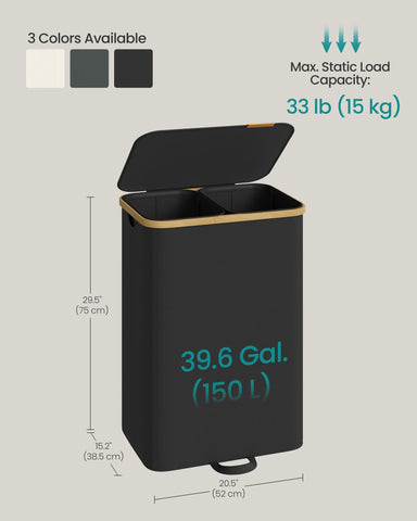 SONGMICS hamper beside washing machine demonstrating scale and capacity