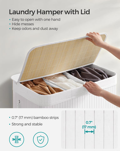 SONGMICS top view revealing three compartments for easy sorting benefit