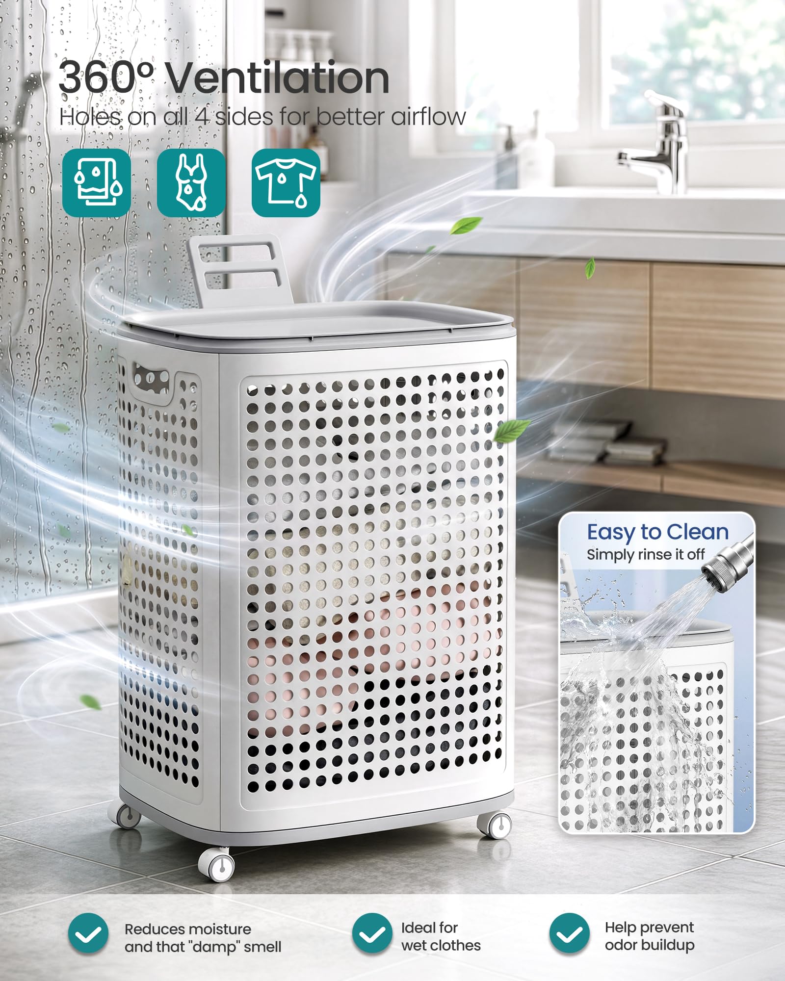 SONGMICS ventilation holes close-up allowing airflow to reduce odors