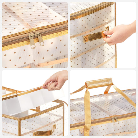 SONGMICS handle and zipper detail offering safe carrying and sealed storage