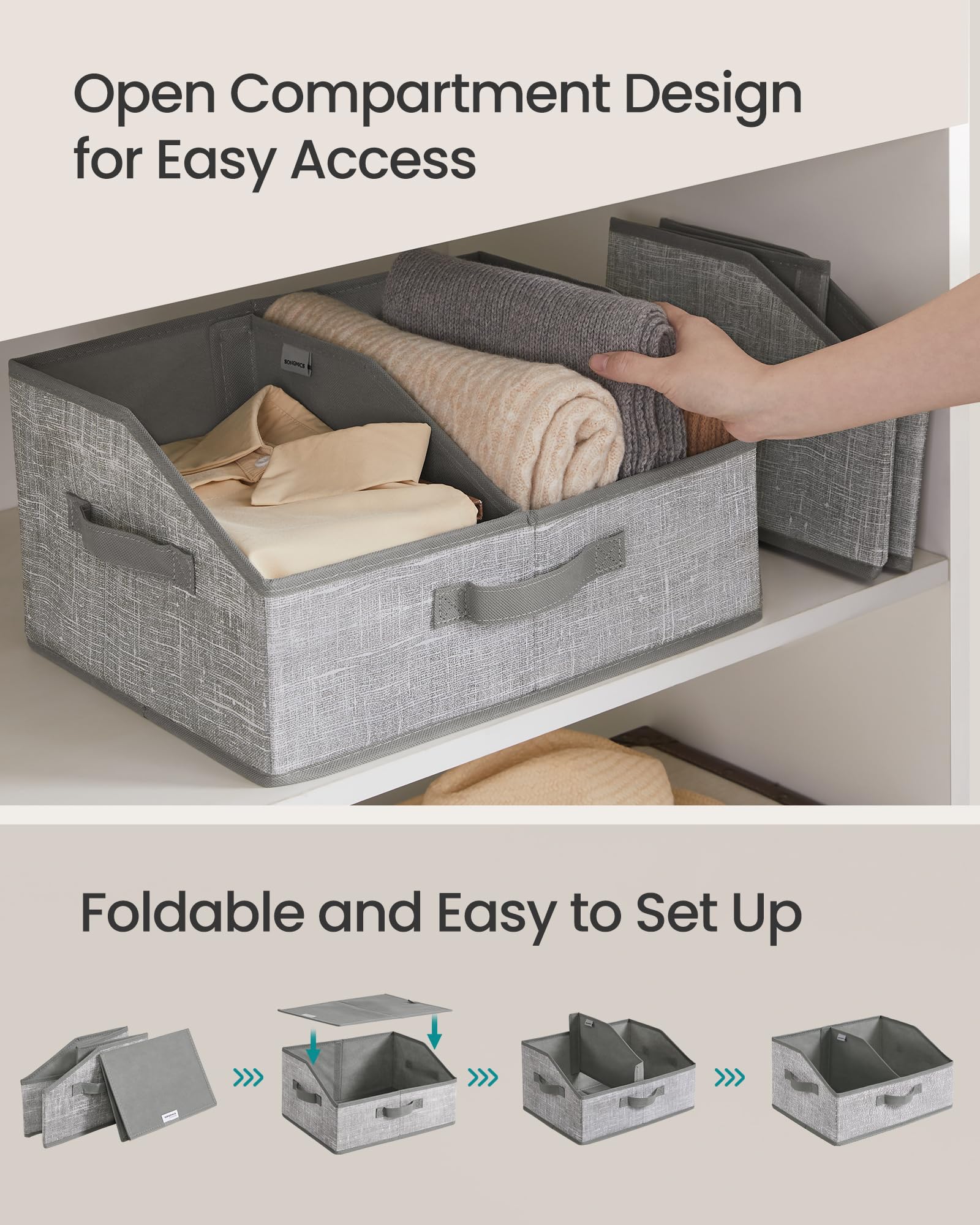 SONGMICS reinforced handles close-up for easy pull and safe transport