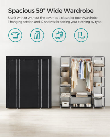 SONGMICS hanging rod holding coats and dresses for wrinkle-free storage