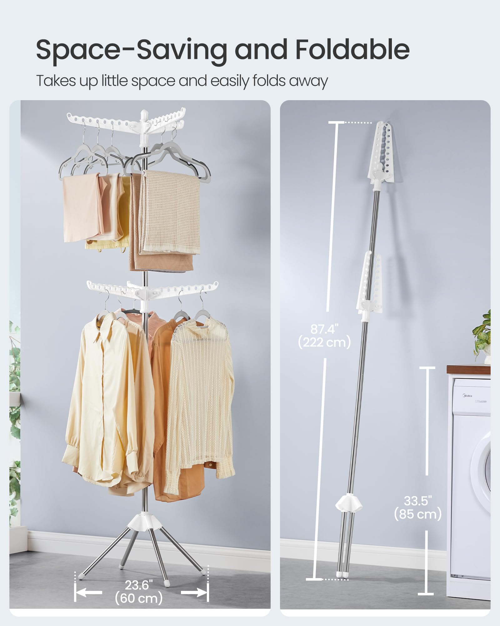 SONGMICS detailed view of the two tiers with 54 hanger holes for capacity