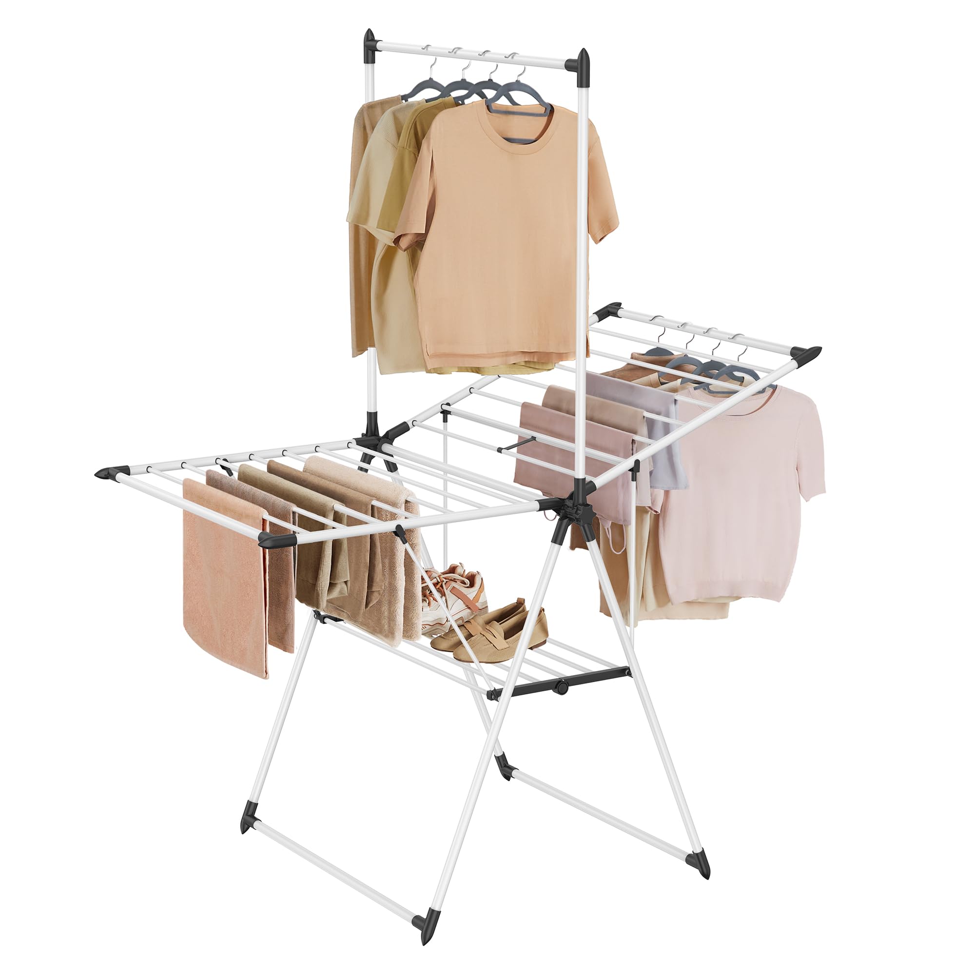 SONGMICS HOME front view open rack showing 24 rails and capacity benefit
