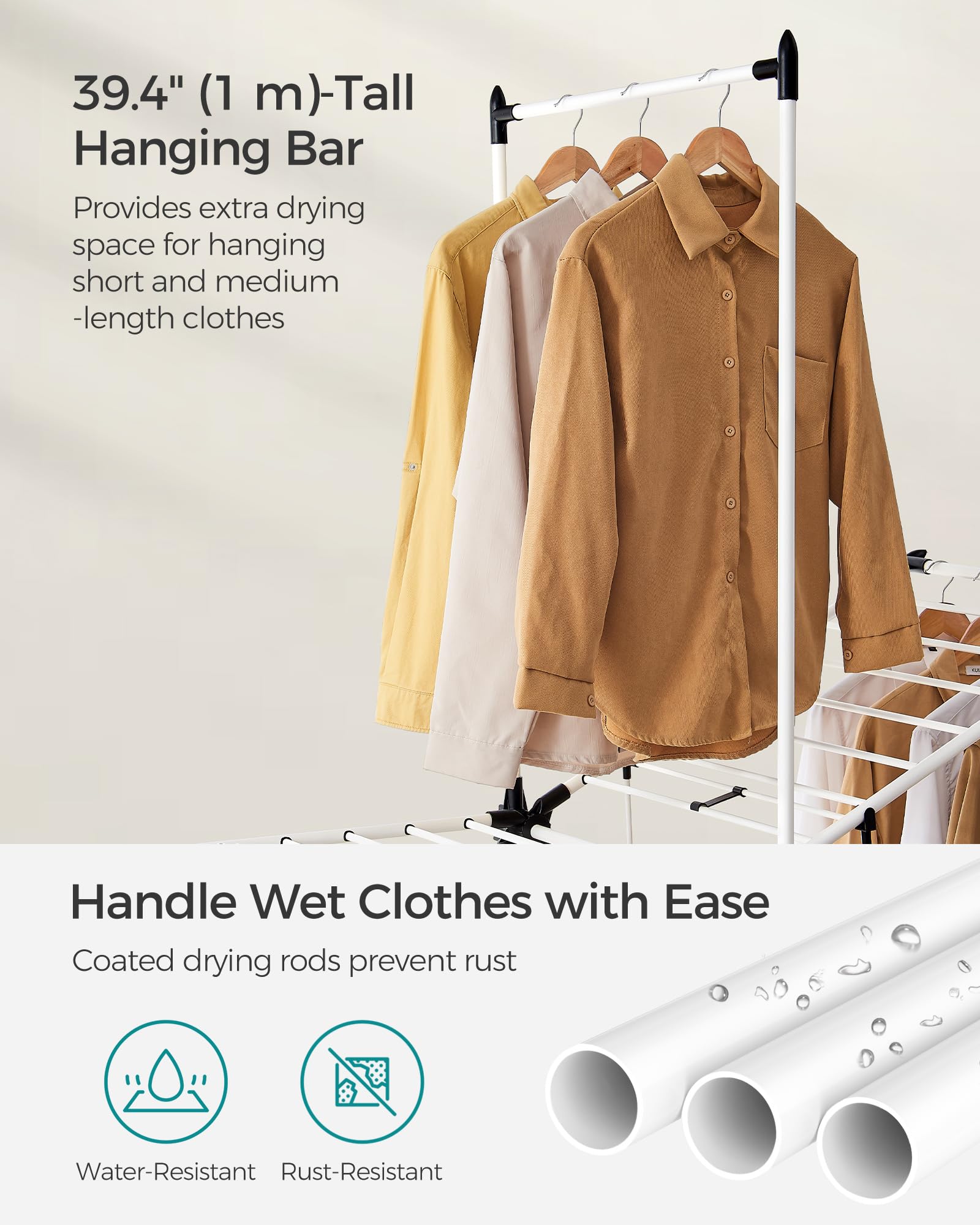 SONGMICS HOME next to laundry basket showing true-to-size capacity