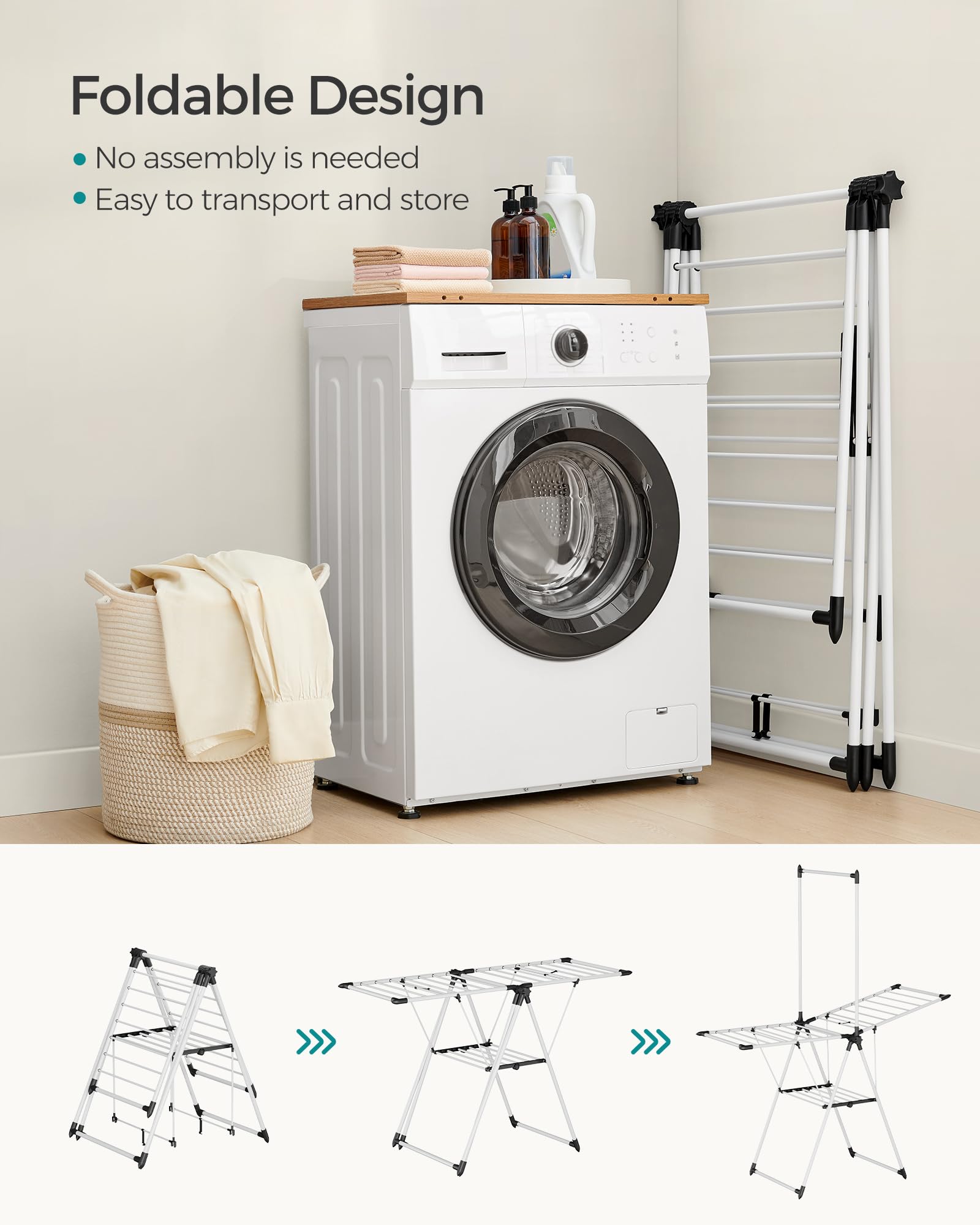 SONGMICS HOME folded flat for storage showing space-saving benefit