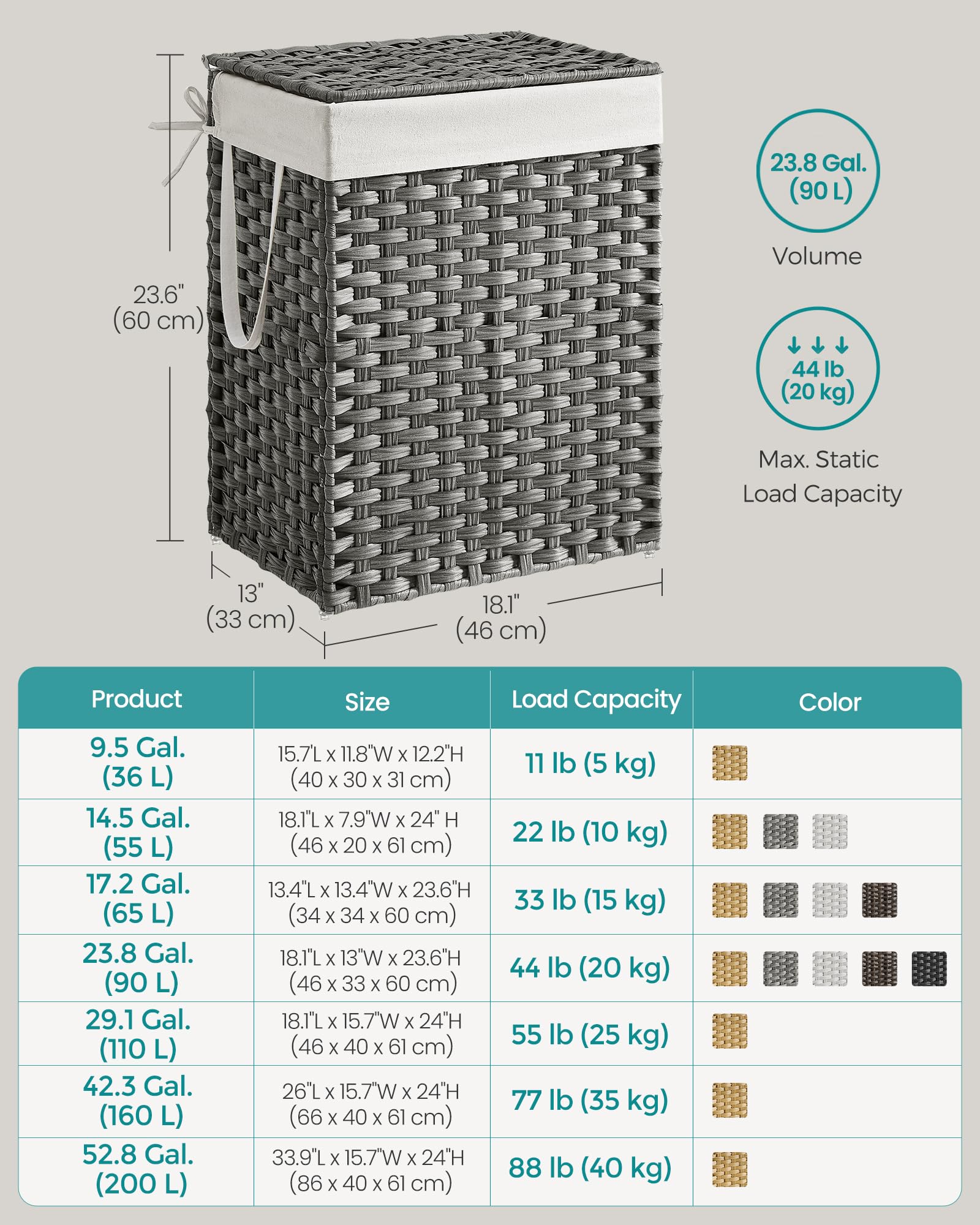 SONGMICS laundry hamper staged in bathroom for stylish organization