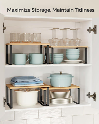 SONGMICS inside cabinet with shelves organizing cans and jars for quick access