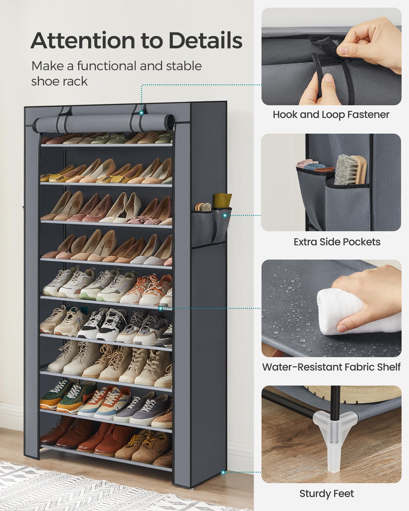 SONGMICS shoe rack styled in an entryway for tidy daily organization