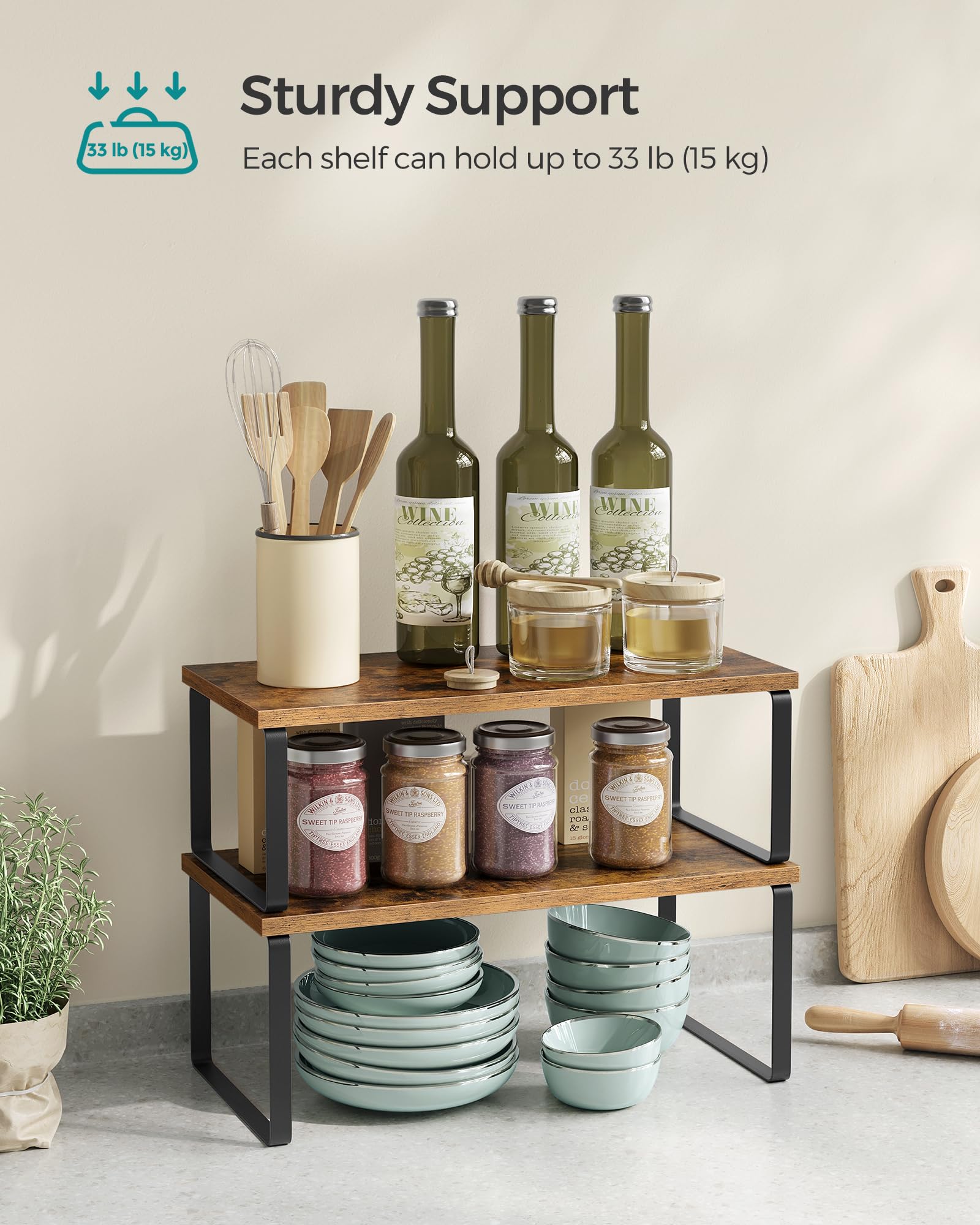 SONGMICS placed in kitchen cabinet with spices, improved visibility benefit