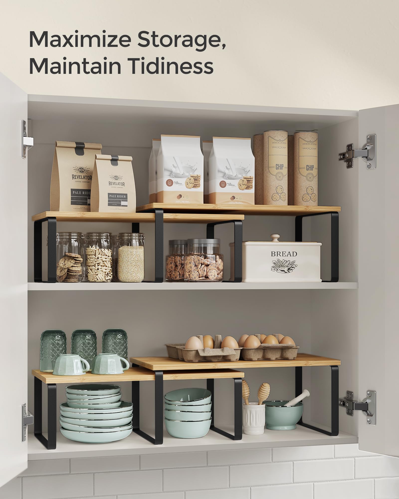 SONGMICS on kitchen counter organizing jars and cans for efficient prep