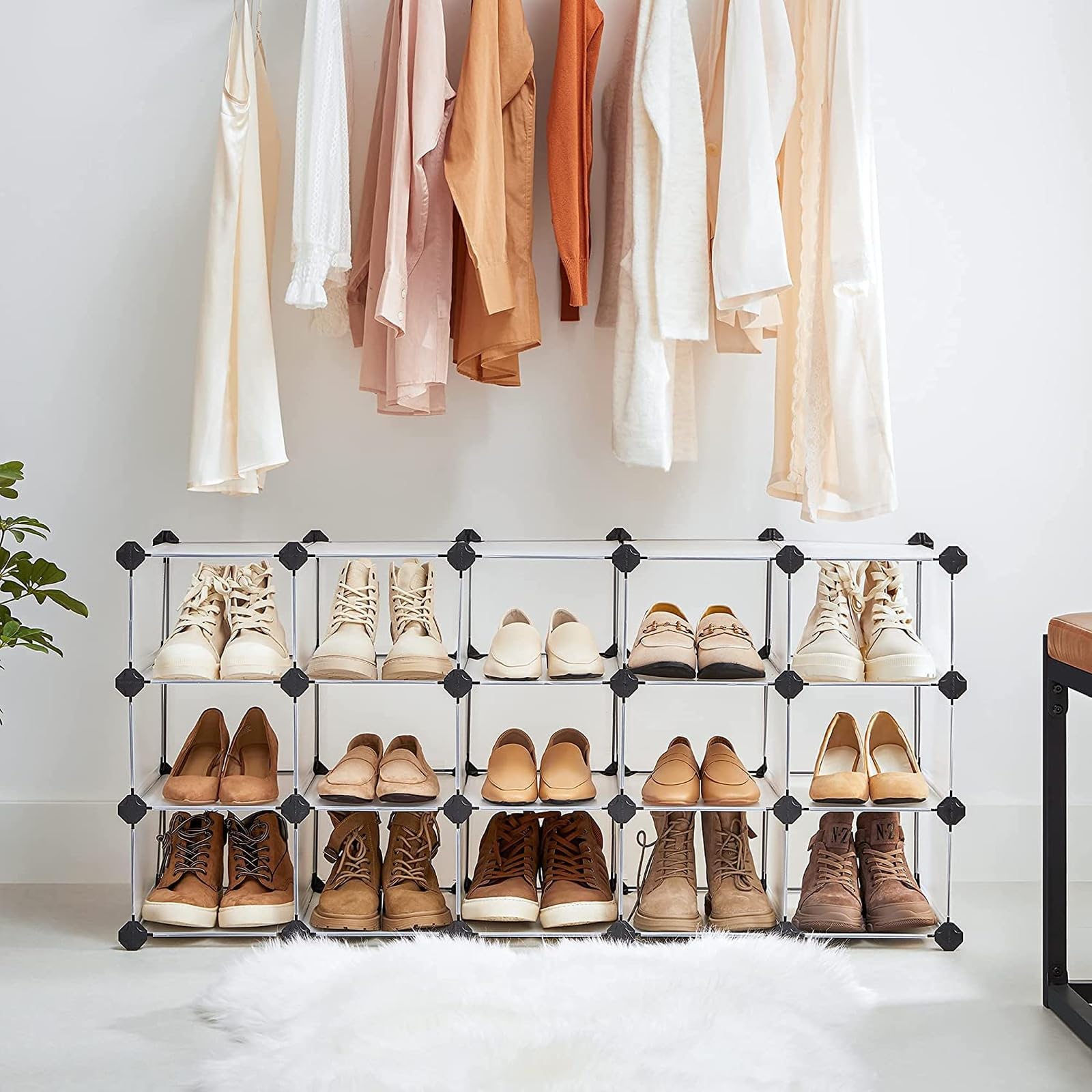 SONGMICS shoe rack in entryway showing clutter-free organization benefit