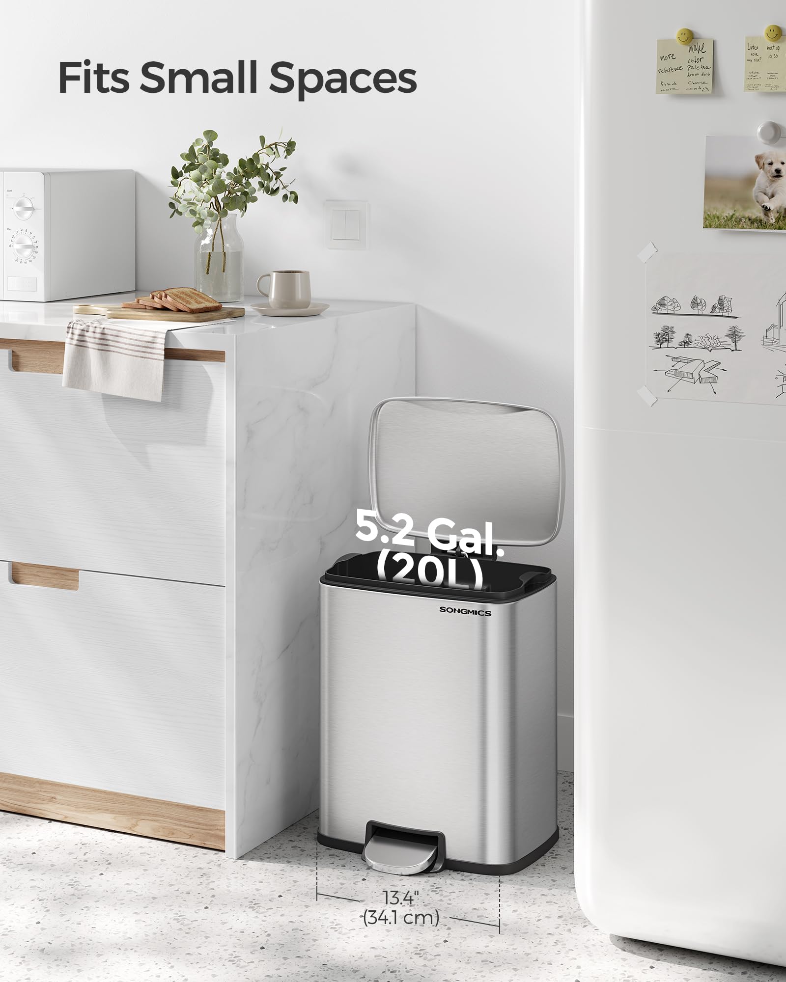 SONGMICS removable inner bucket with handles for easy emptying