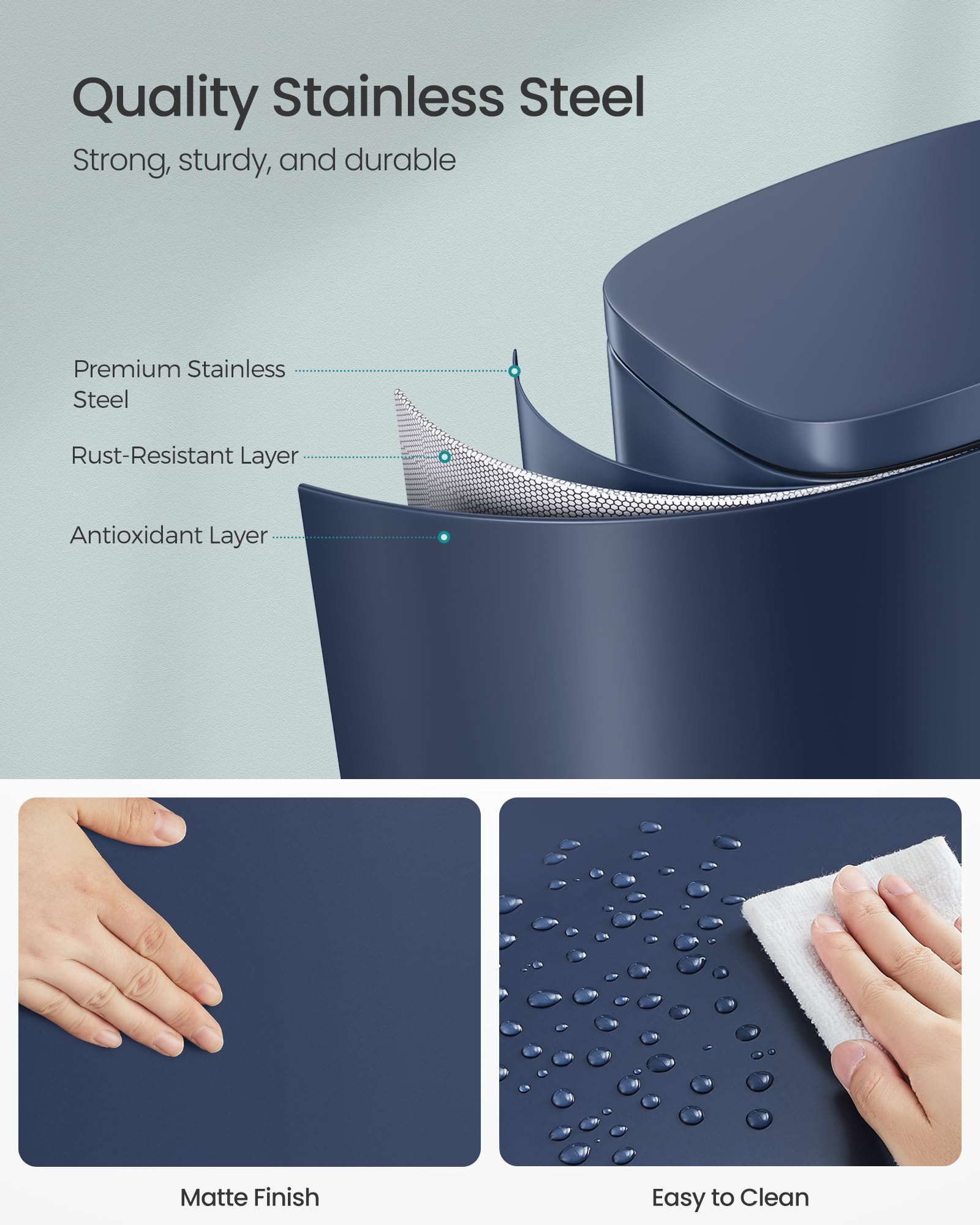 SONGMICS inner bucket removed for quick emptying and effortless cleaning benefit