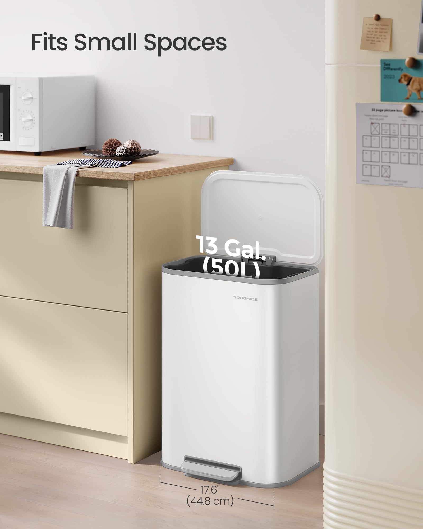 SONGMICS removable inner bucket with handles for simple emptying and tidy liners