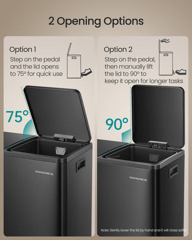 SONGMICS two removable inner buckets shown lifted out for quick emptying benefit