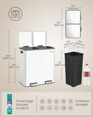 SONGMICS kitchen lifestyle with bin neatly placed to improve cleanup efficiency