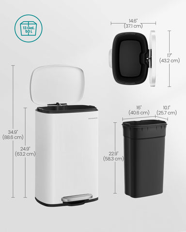 SONGMICS trash can in kitchen lifestyle shot blending with cabinets and everyday use