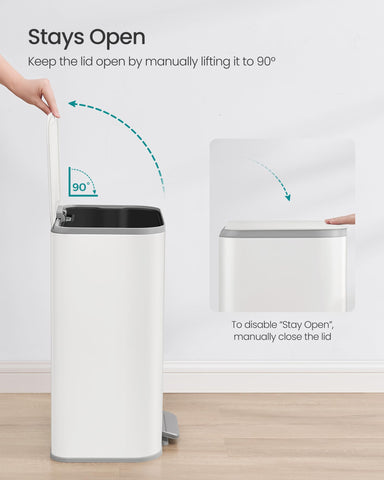 SONGMICS trash can in kitchen lifestyle scene keeps counters tidy and reduces noise