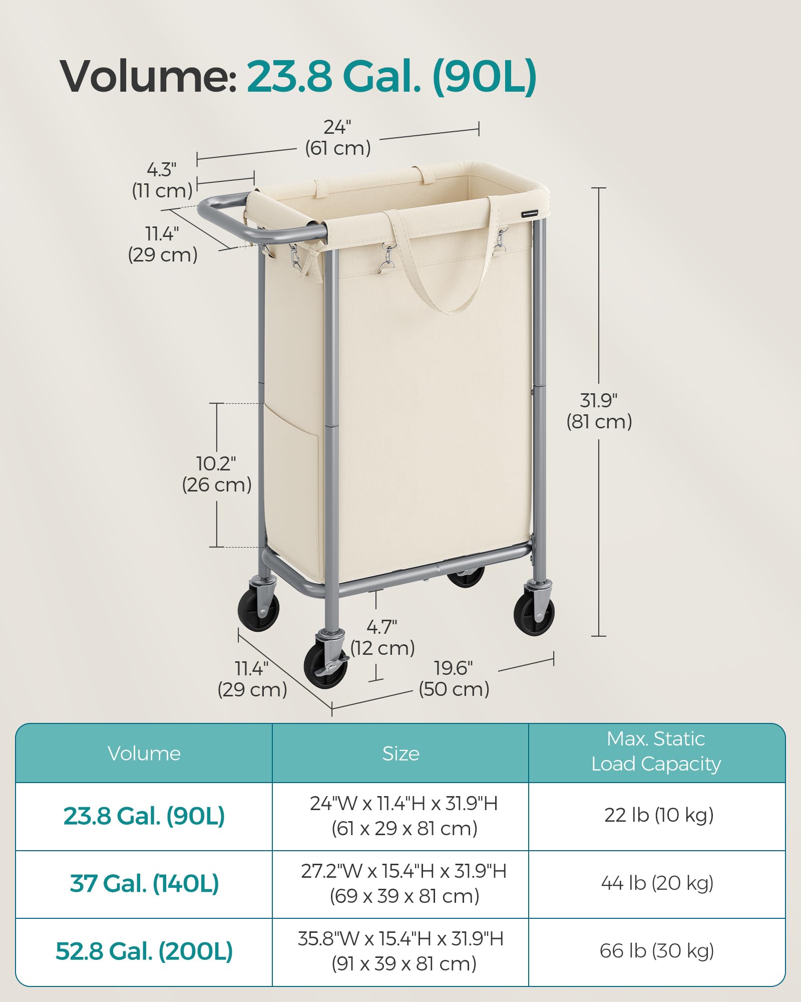 SONGMICS removable liner being carried offering easy transport benefit