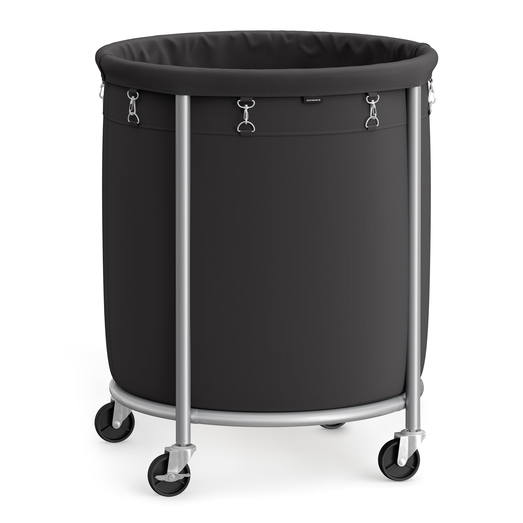 SONGMICS front view of full laundry basket showing large capacity and neat storage