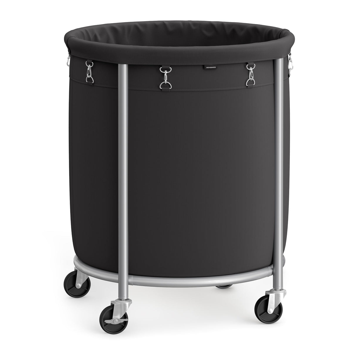 SONGMICS front view of full laundry basket showing large capacity and neat storage