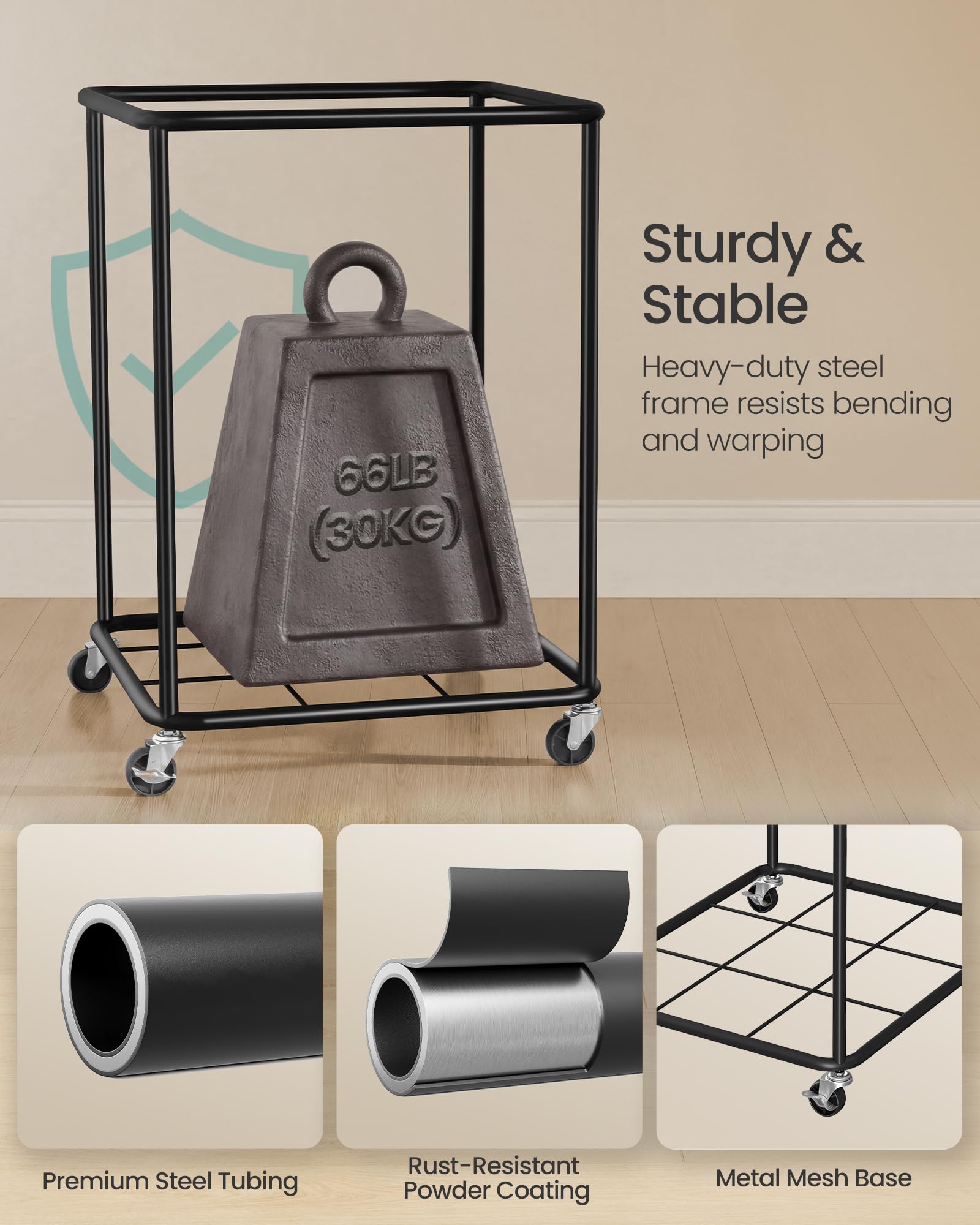 SONGMICS laundry basket placed in bathroom demonstrating convenient home use