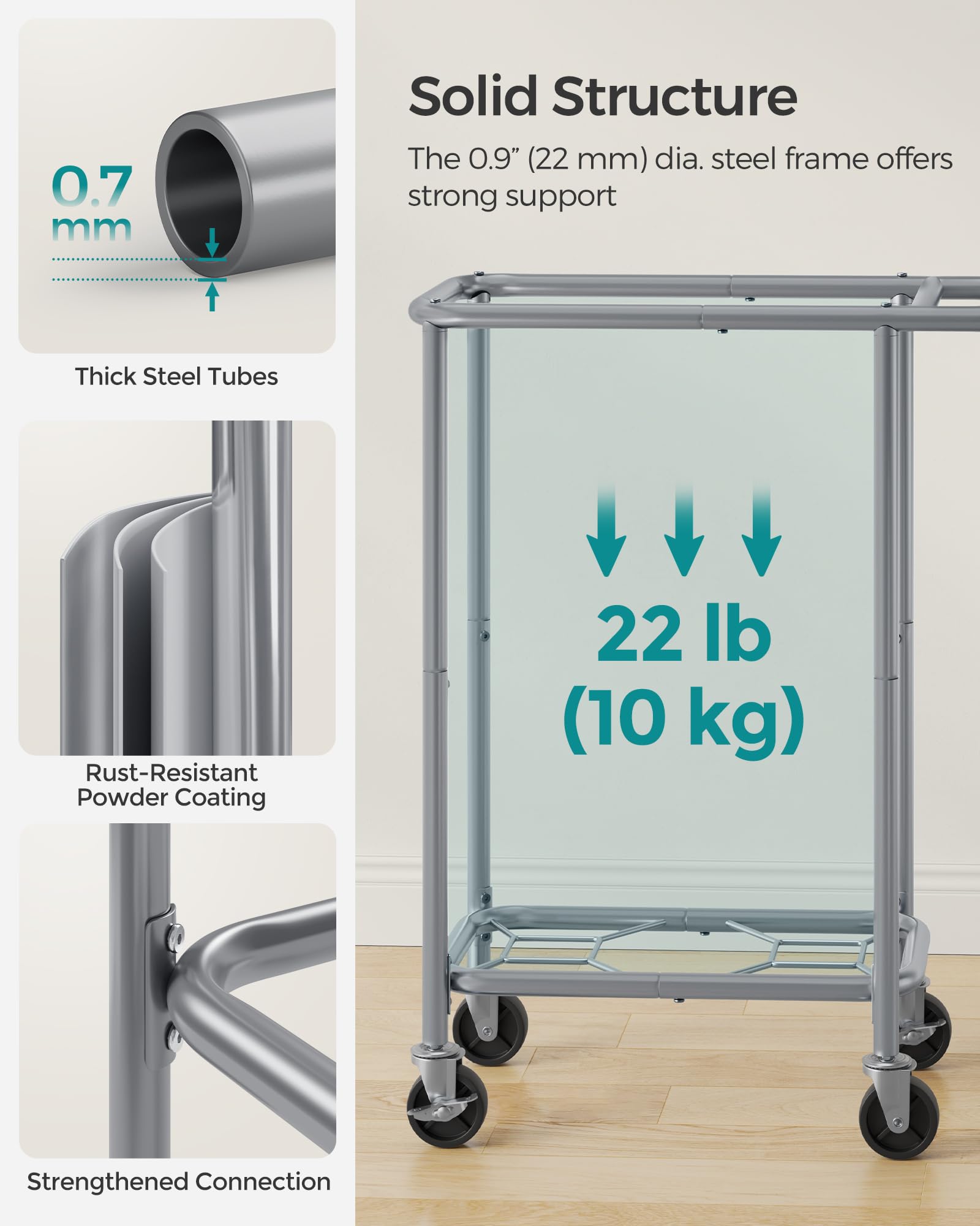 SONGMICS basket placed in narrow closet demonstrating space-saving fit