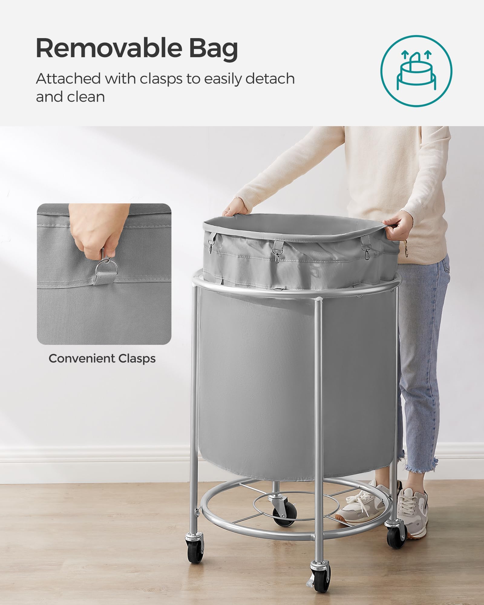 SONGMICS in a modern laundry room offering organized, mobile storage benefit