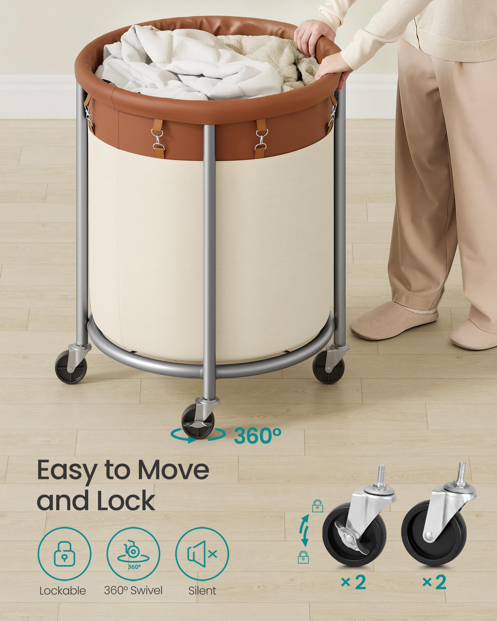 SONGMICS basket beside chair for scale to illustrate its tall capacity