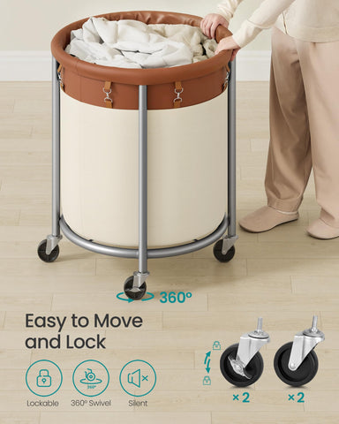 SONGMICS basket beside chair for scale to illustrate its tall capacity