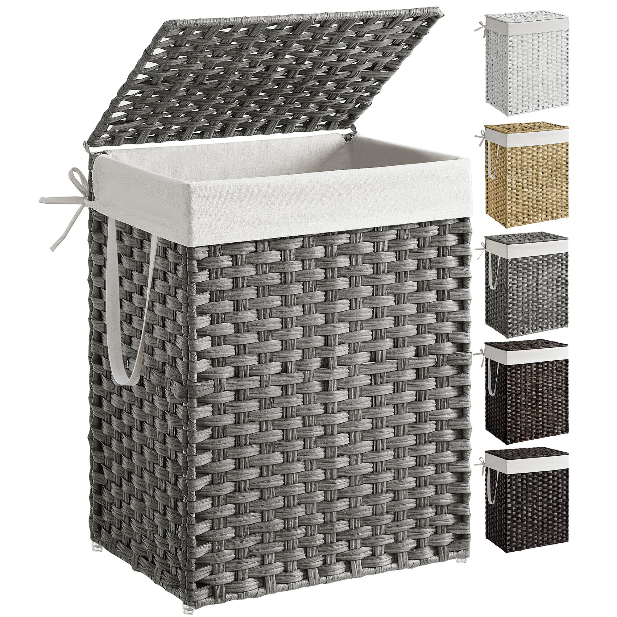 SONGMICS front view of laundry hamper showing neat storage benefit