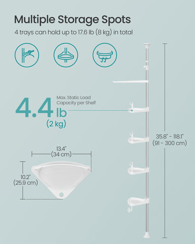 SONGMICS corner shower caddy styled in bathroom showing space-saving organization benefit