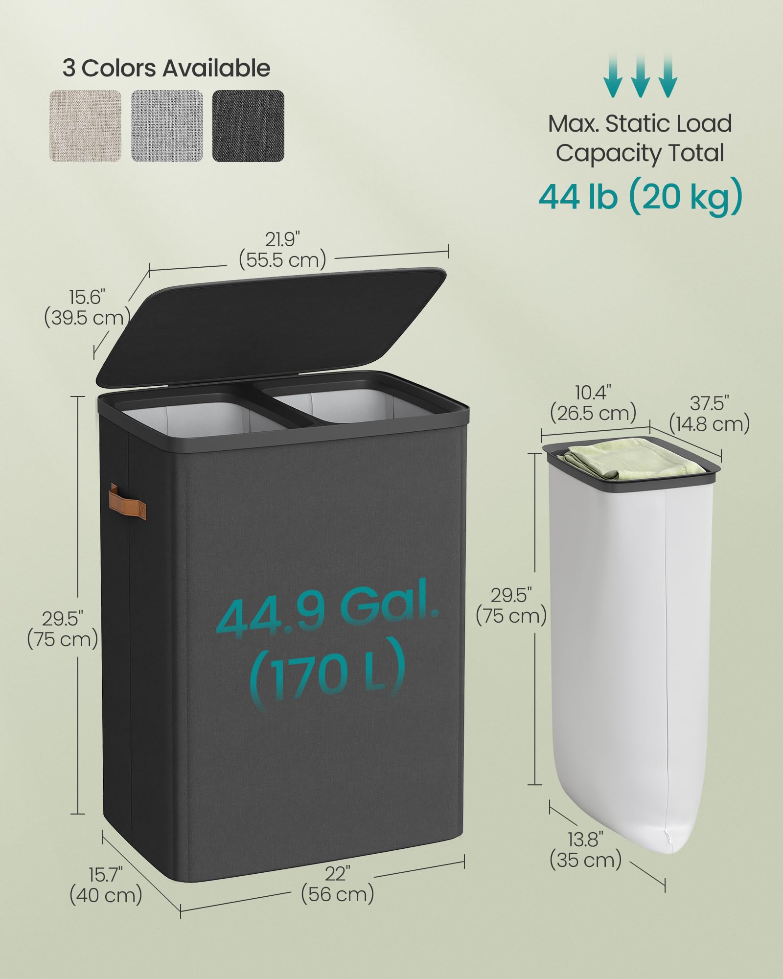 SONGMICS laundry basket in bathroom setting for tidy, organized home benefit
