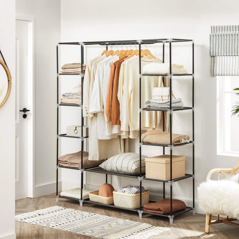 SONGMICS portable wardrobe styled in bedroom for tidy, accessible storage