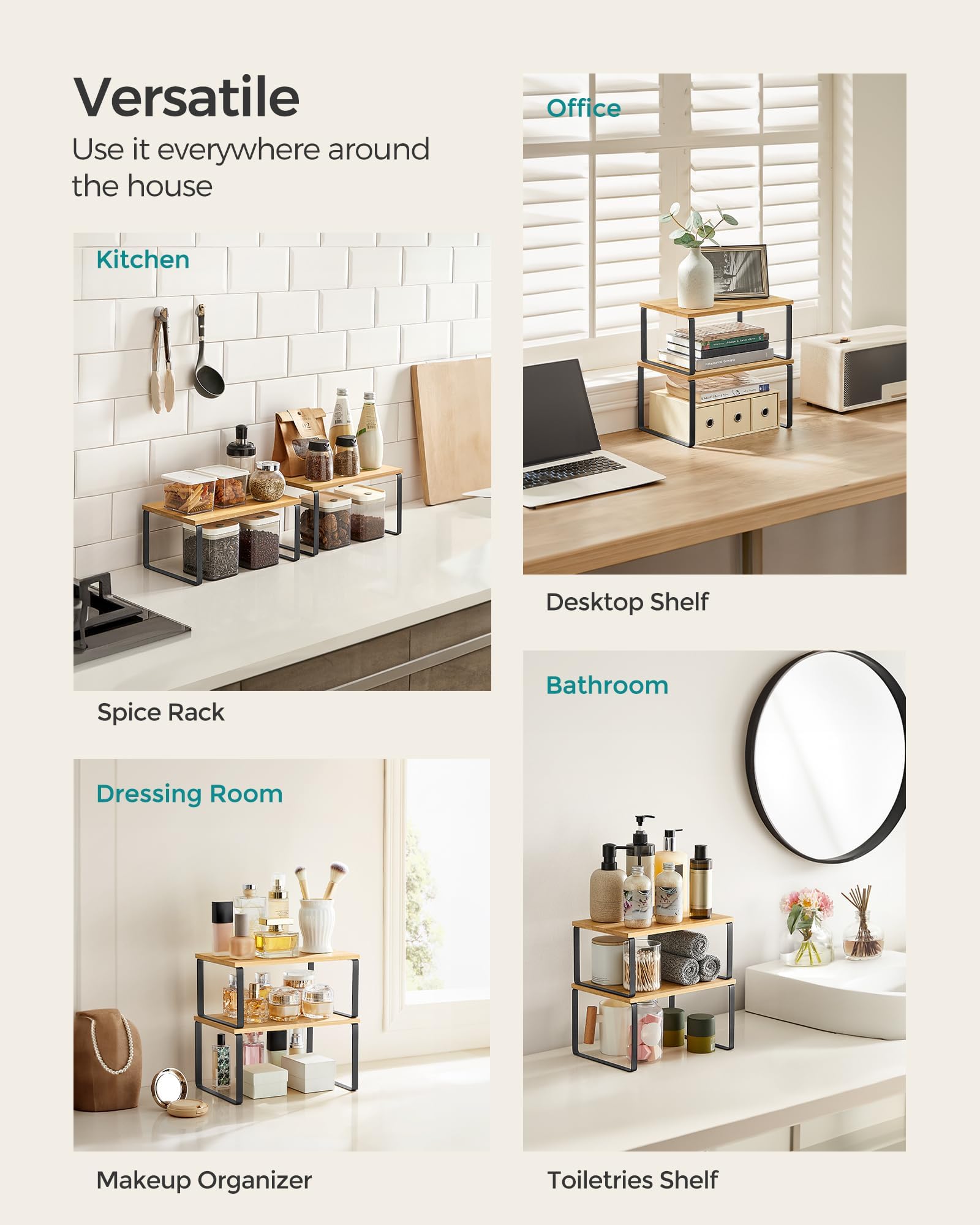SONGMICS on kitchen counter in lifestyle setting adding contemporary organized look