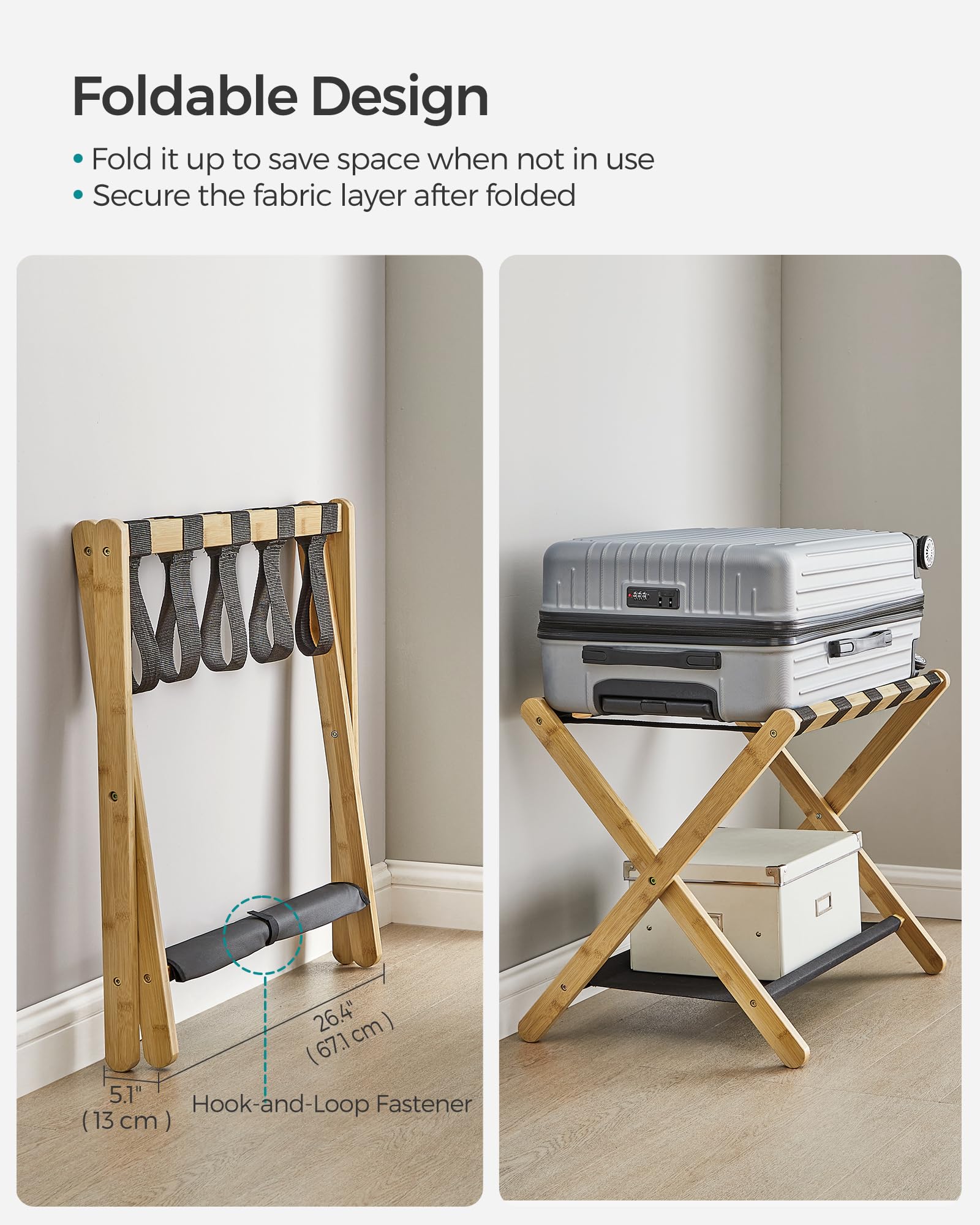 SONGMICS lifestyle guestroom setting showing the rack adding convenience and tidy storage