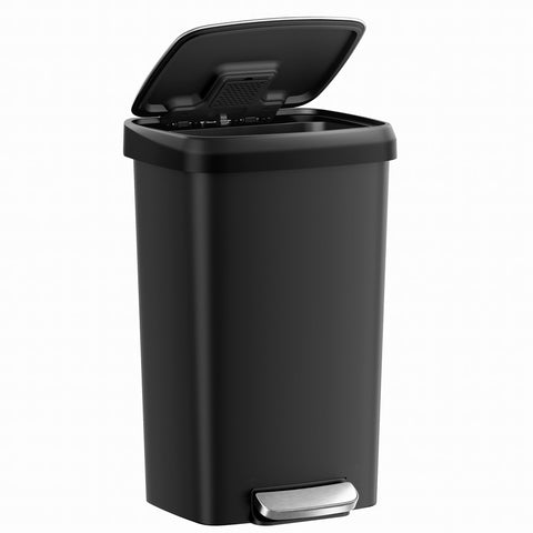 SONGMICS trash can in a modern kitchen showing space-saving placement and style