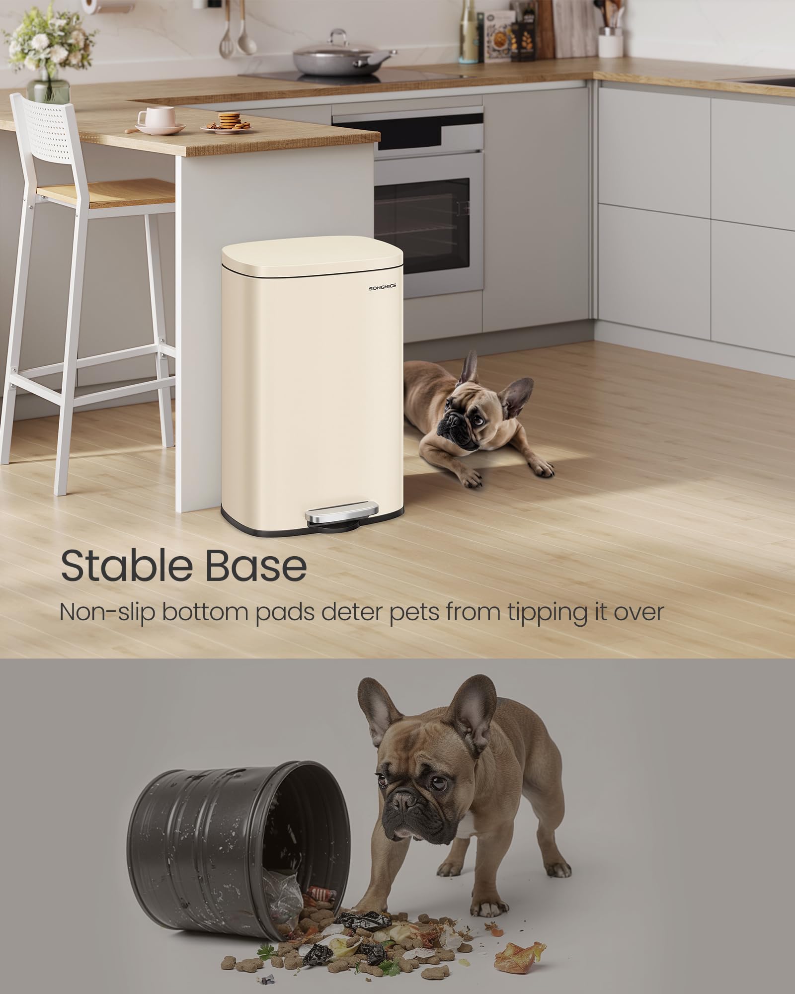 SONGMICS placed in kitchen setting adding tidy look and practical waste solution
